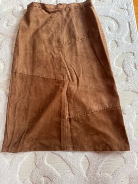 Brown Faux Suede A-Line Women's Skirt